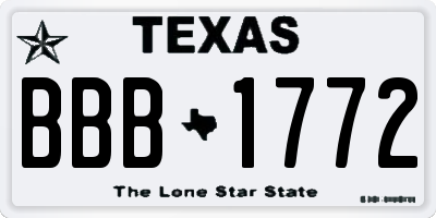 TX license plate BBB1772