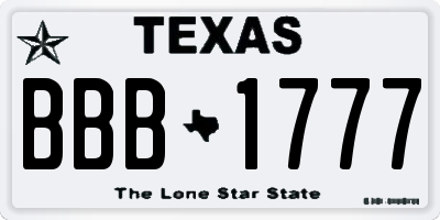 TX license plate BBB1777