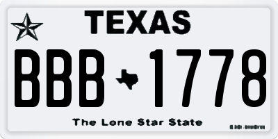 TX license plate BBB1778