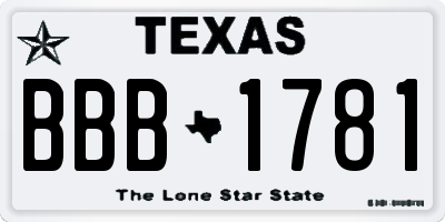 TX license plate BBB1781