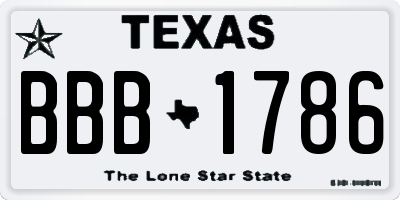 TX license plate BBB1786