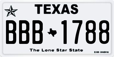 TX license plate BBB1788