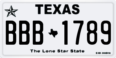 TX license plate BBB1789