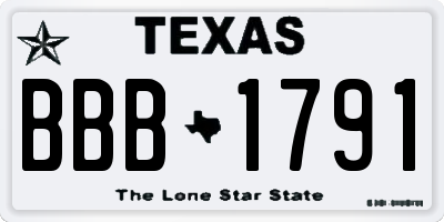 TX license plate BBB1791