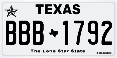TX license plate BBB1792