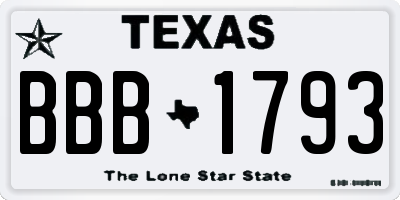 TX license plate BBB1793