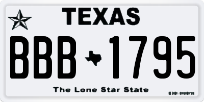 TX license plate BBB1795