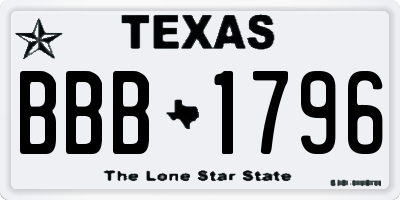 TX license plate BBB1796