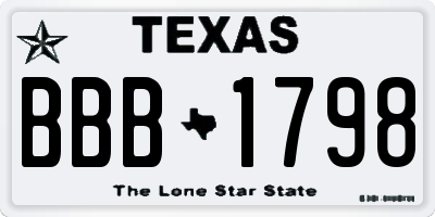 TX license plate BBB1798