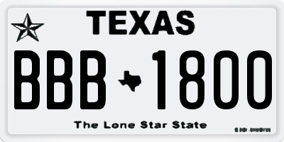 TX license plate BBB1800