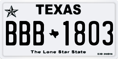 TX license plate BBB1803