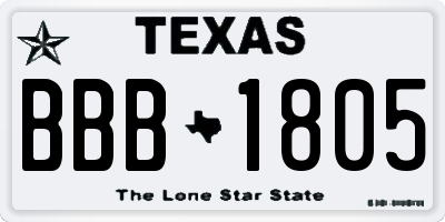 TX license plate BBB1805