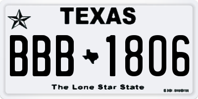 TX license plate BBB1806