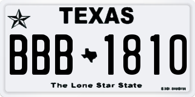 TX license plate BBB1810