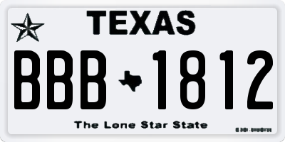 TX license plate BBB1812