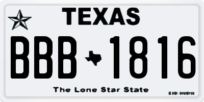 TX license plate BBB1816