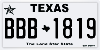 TX license plate BBB1819