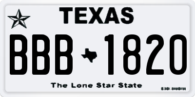 TX license plate BBB1820