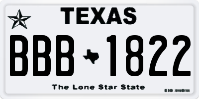 TX license plate BBB1822