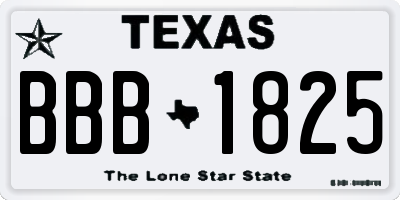 TX license plate BBB1825