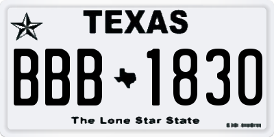 TX license plate BBB1830