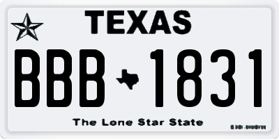 TX license plate BBB1831