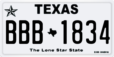TX license plate BBB1834