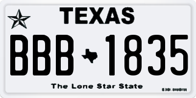 TX license plate BBB1835