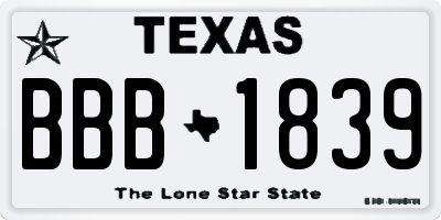 TX license plate BBB1839