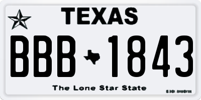 TX license plate BBB1843