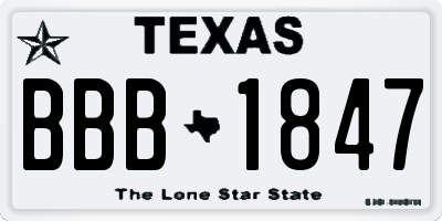 TX license plate BBB1847