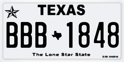 TX license plate BBB1848