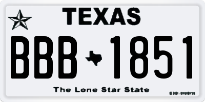 TX license plate BBB1851