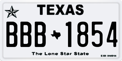 TX license plate BBB1854