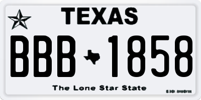 TX license plate BBB1858