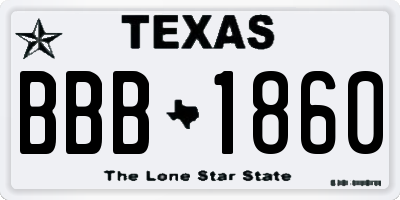 TX license plate BBB1860