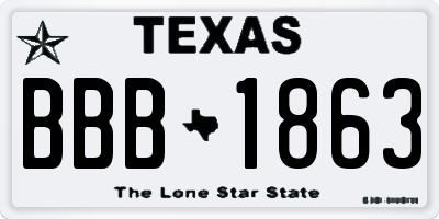TX license plate BBB1863