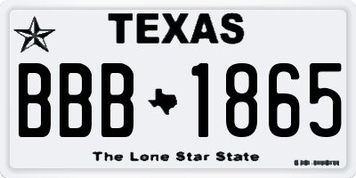 TX license plate BBB1865