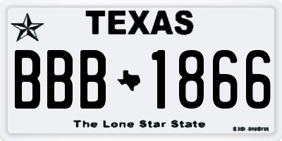 TX license plate BBB1866