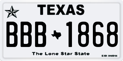 TX license plate BBB1868