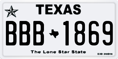 TX license plate BBB1869