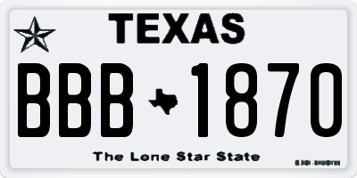 TX license plate BBB1870