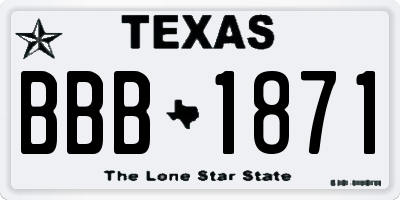 TX license plate BBB1871