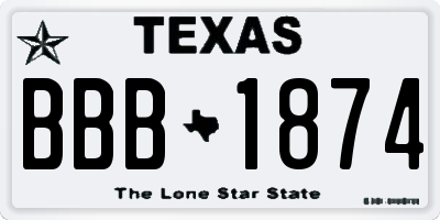 TX license plate BBB1874