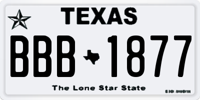 TX license plate BBB1877