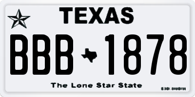 TX license plate BBB1878