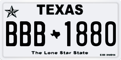 TX license plate BBB1880