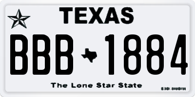 TX license plate BBB1884