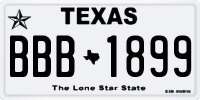 TX license plate BBB1899