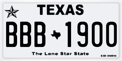 TX license plate BBB1900